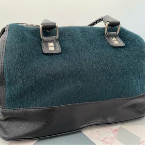 David Jones blue/black faux fur rock stud bag